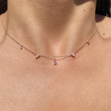 Mazie - Dainty Pink Choker Charm Necklace