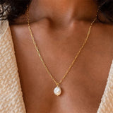 Hanalei - Pearl Coin Paperclip Necklace