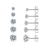 Leanna - 316L Stainless Steel Stud Earrings (set of 5 Pairs)