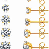 Leanna - 316L Stainless Steel Stud Earrings (set of 5 Pairs)