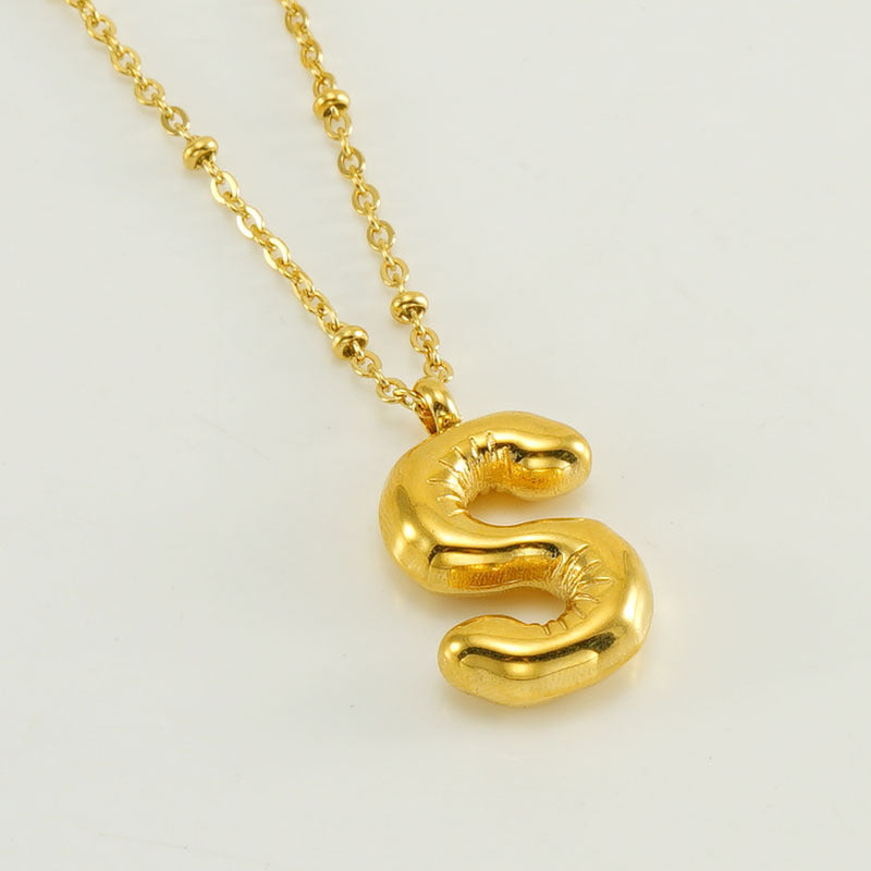 Alianna - Bubble Letter Initial Necklace