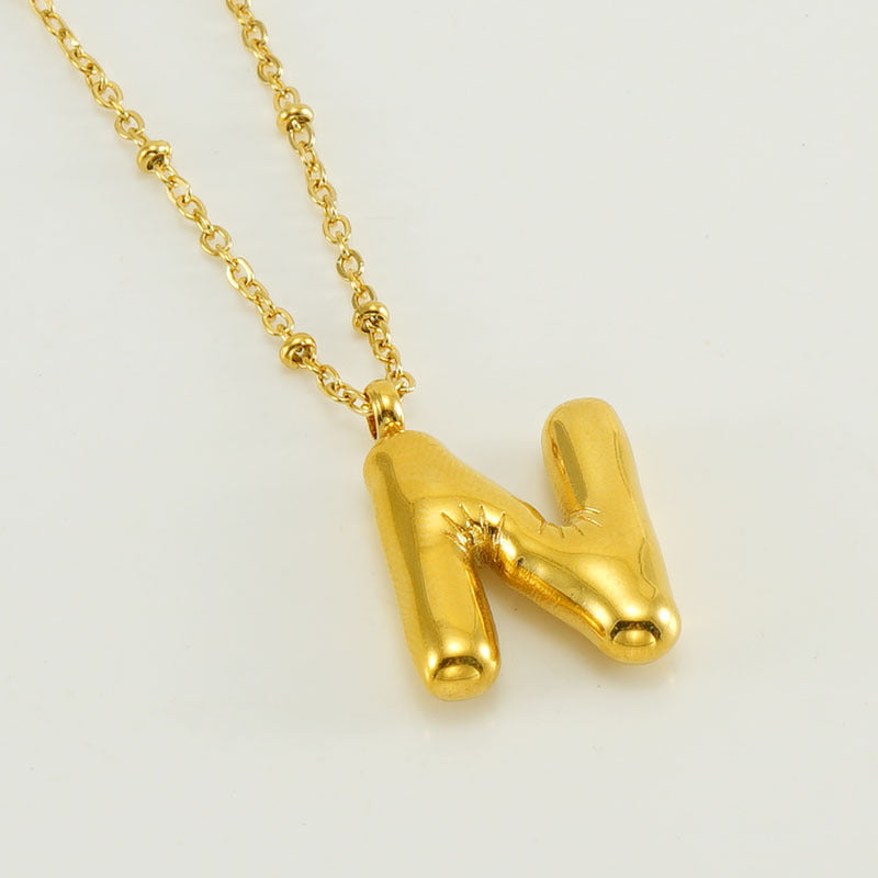 Alianna - Bubble Letter Initial Necklace