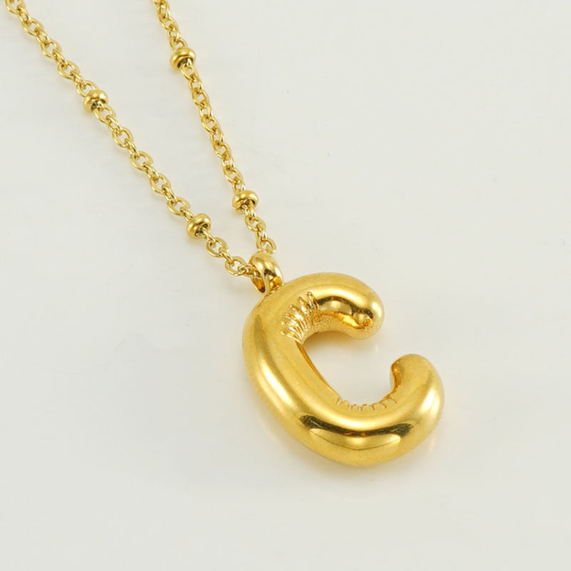 Alianna - Bubble Letter Initial Necklace