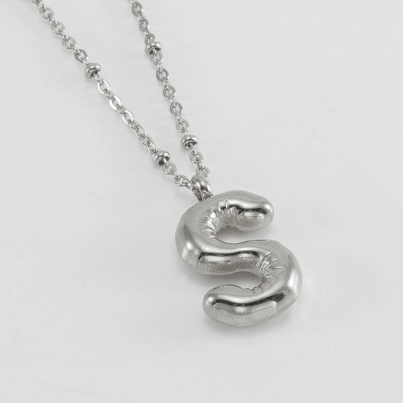 Alianna - Bubble Letter Initial Necklace