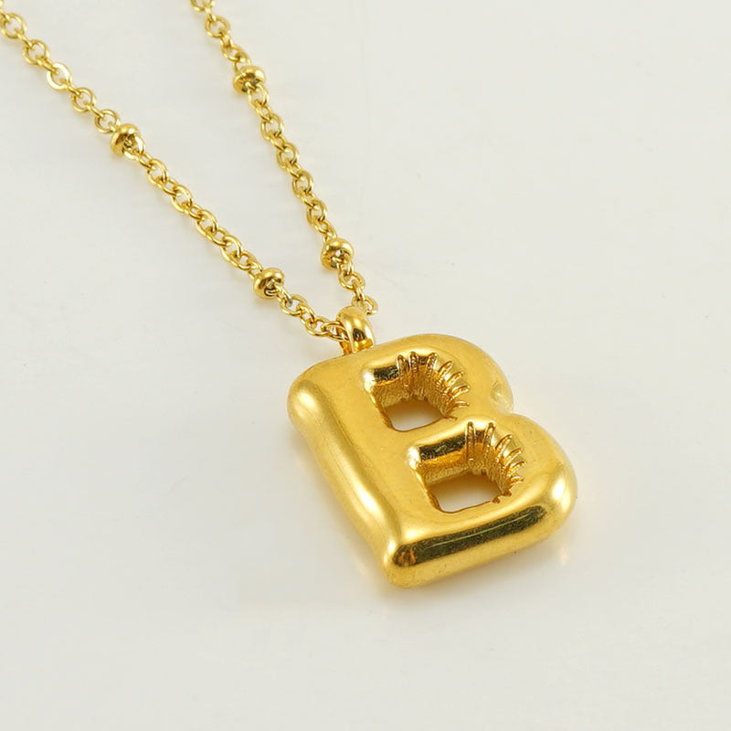 Alianna - Bubble Letter Initial Necklace