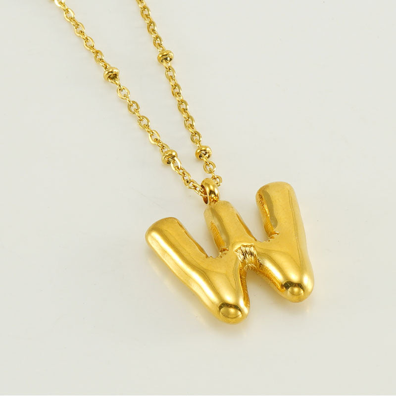 Alianna - Bubble Letter Initial Necklace