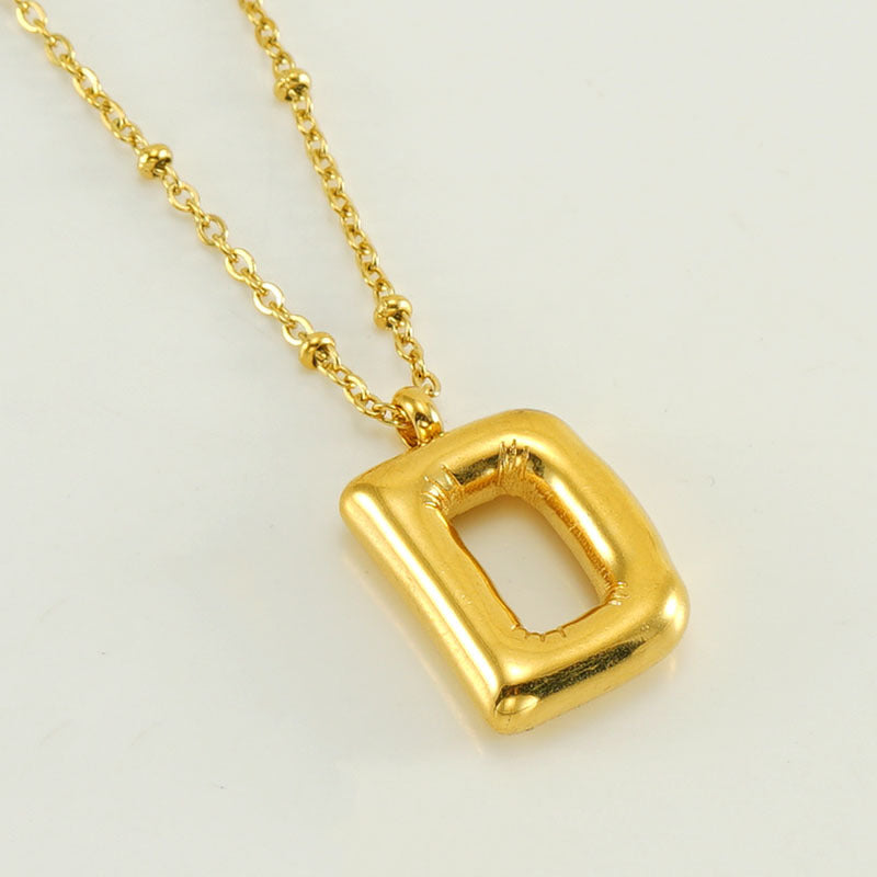 Alianna - Bubble Letter Initial Necklace