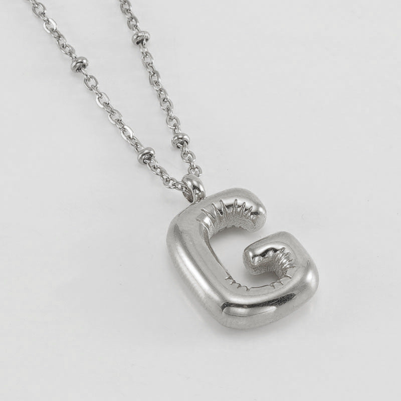 Alianna - Bubble Letter Initial Necklace