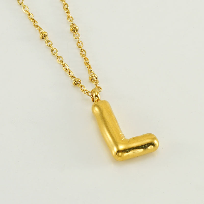 Alianna - Bubble Letter Initial Necklace