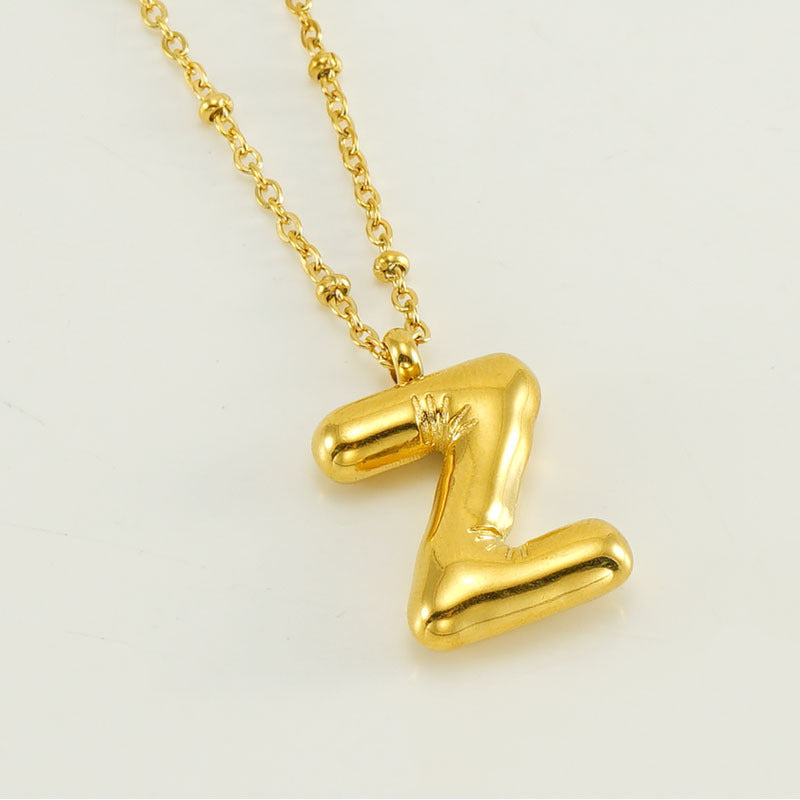 Alianna - Bubble Letter Initial Necklace