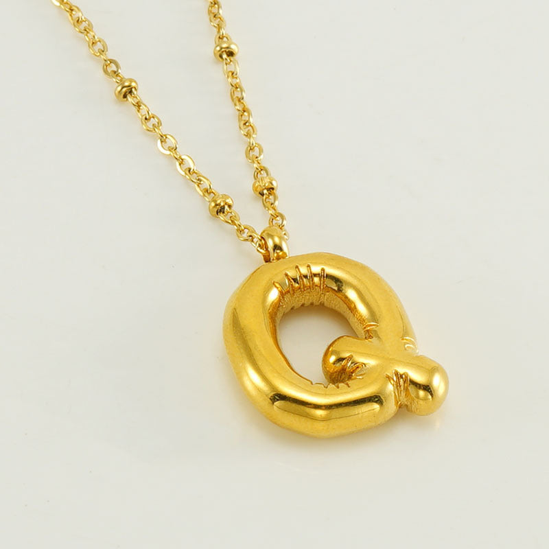 Alianna - Bubble Letter Initial Necklace