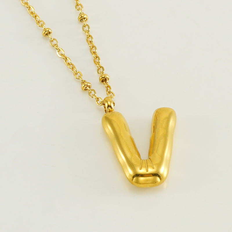 Alianna - Bubble Letter Initial Necklace