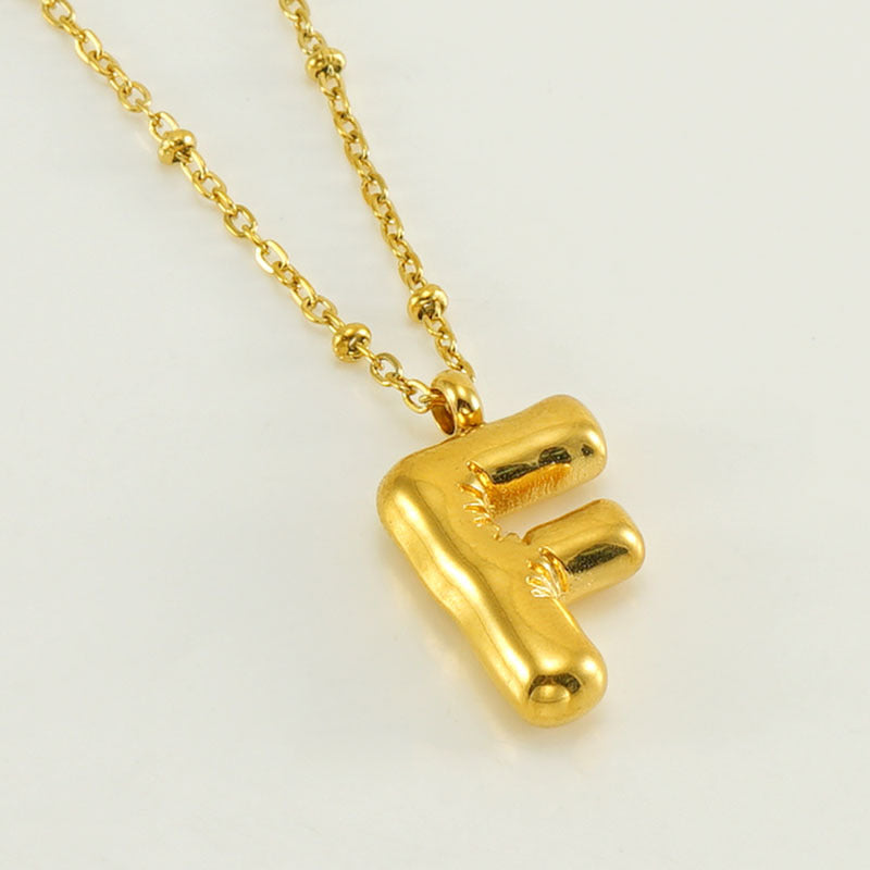 Alianna - Bubble Letter Initial Necklace