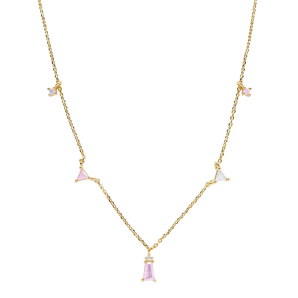 Mazie - Dainty Pink Choker Charm Necklace