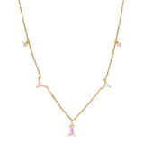 Mazie - Dainty Pink Choker Charm Necklace