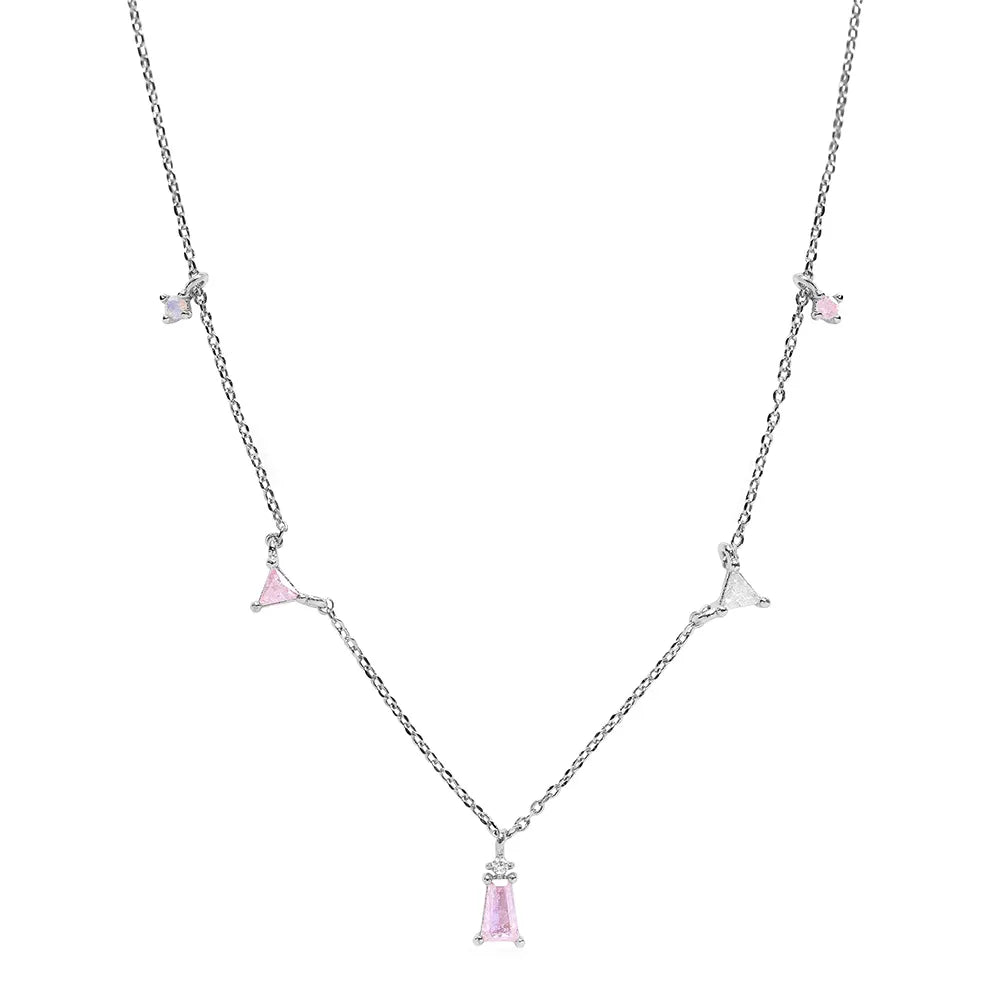 Mazie - Dainty Pink Choker Charm Necklace