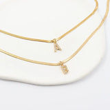 Melly - Diamond Initial Herringbone Necklace