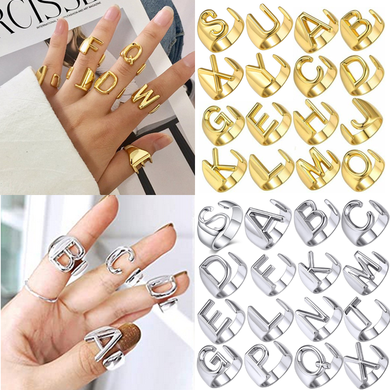 Keyla - Chunky Initial Ring (adjustable size)