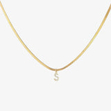Melly - Diamond Initial Herringbone Necklace