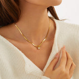 Melly - Diamond Initial Herringbone Necklace